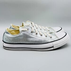 Converse Shoes Womens 7 Silver Blue Metallic Low Top Ox Chuck Taylor All Star